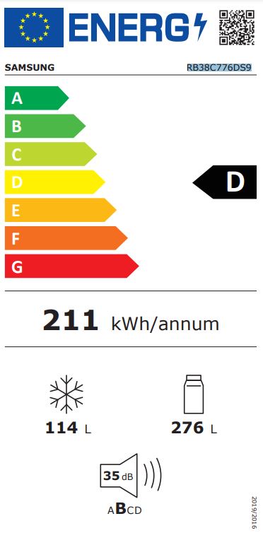 COMBI SAMSUNG SMART RB38C776DS9EF NF 203X60 INOX D