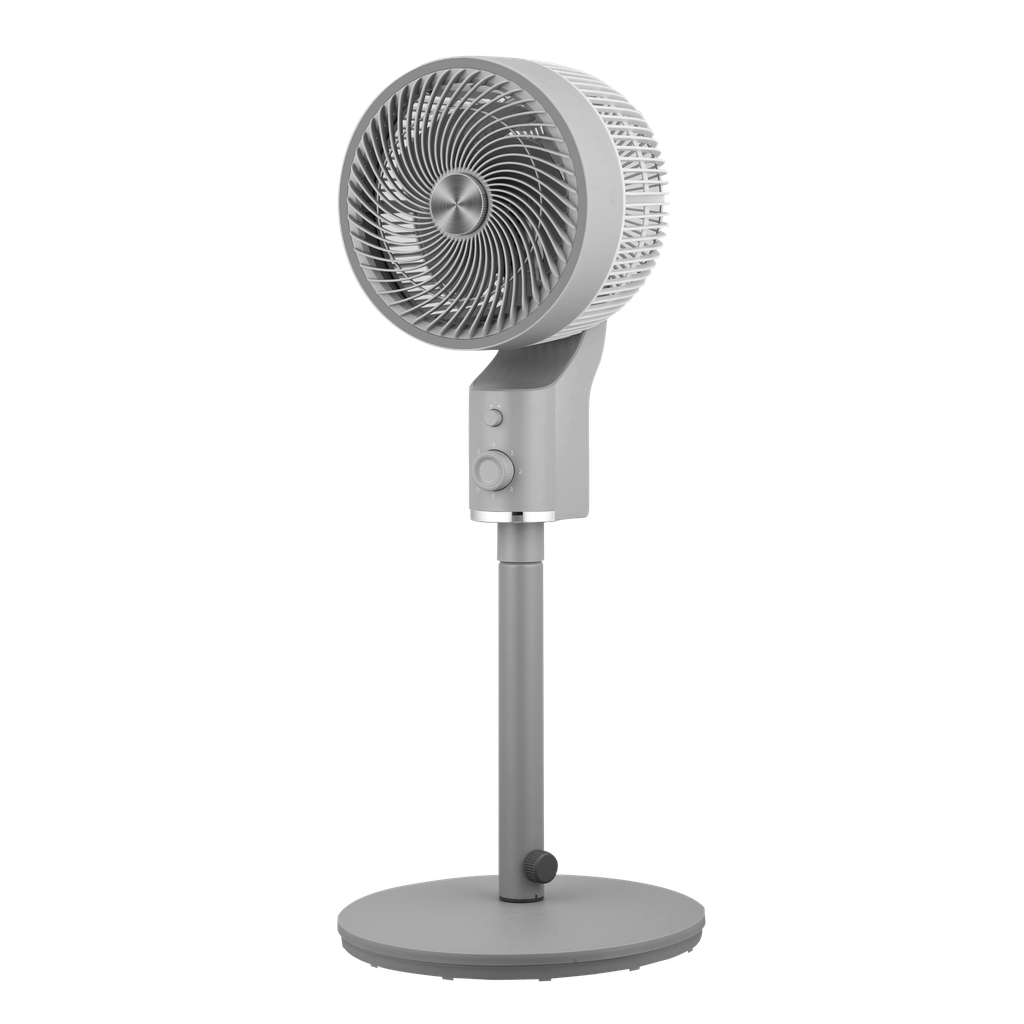 Ventilador De Pie Talamo Gris/cromo 50w 3vel Regx33x33cm Oscilante Fijo Y Rotatorio 