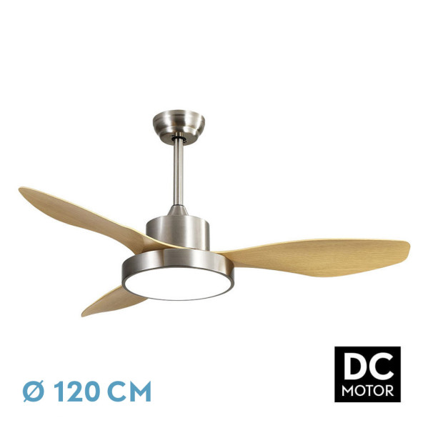 Nº11 Ventilador DC Hayate 48w 4080lm Niq/haya 3 Asp 39/54x120x120cm 3000-4000-6000k C/remoto, Memoria Y Temporizador