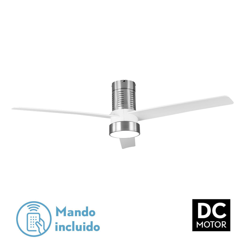 Nº14 Ventilador Dc Teo 24w 2950lm Niquel 3Asp Blancas 32x139d 3000-4000-6000k C/remoto, Memoria Y Temporizador