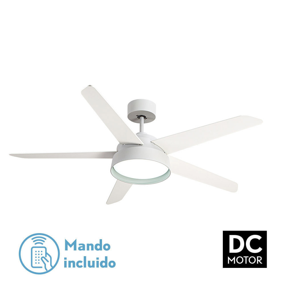 Nº3 Ventilador 25w Dc Blanco Lebeche 5 Aspas Rev. Blanca/haya 6 Vel. 3000-4000-6000k 132d Remoto,memoria Y Temporizador