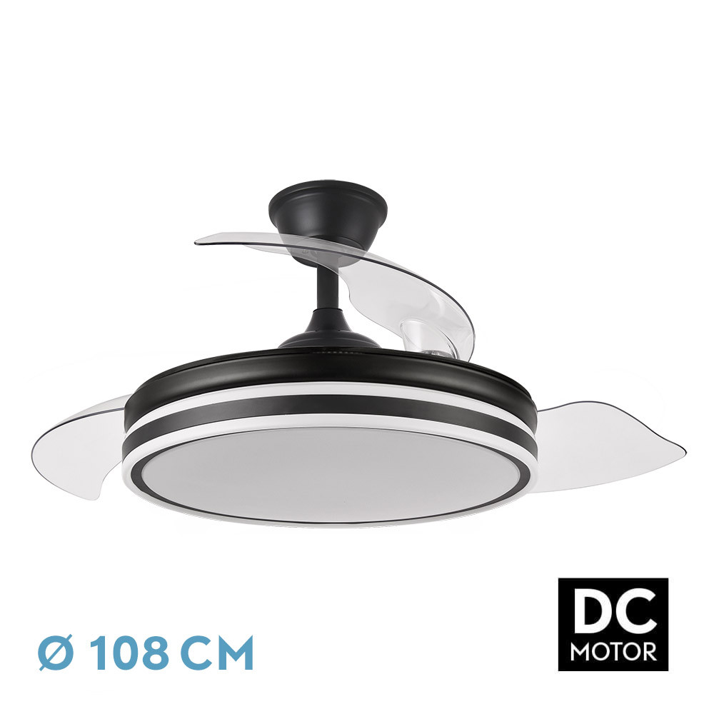 Nº10 Ventilador Bayomo 72w 6120lm Negro 3 Aspas Desp. 32/47x49/108d.3 Color.motor Dc.remoto