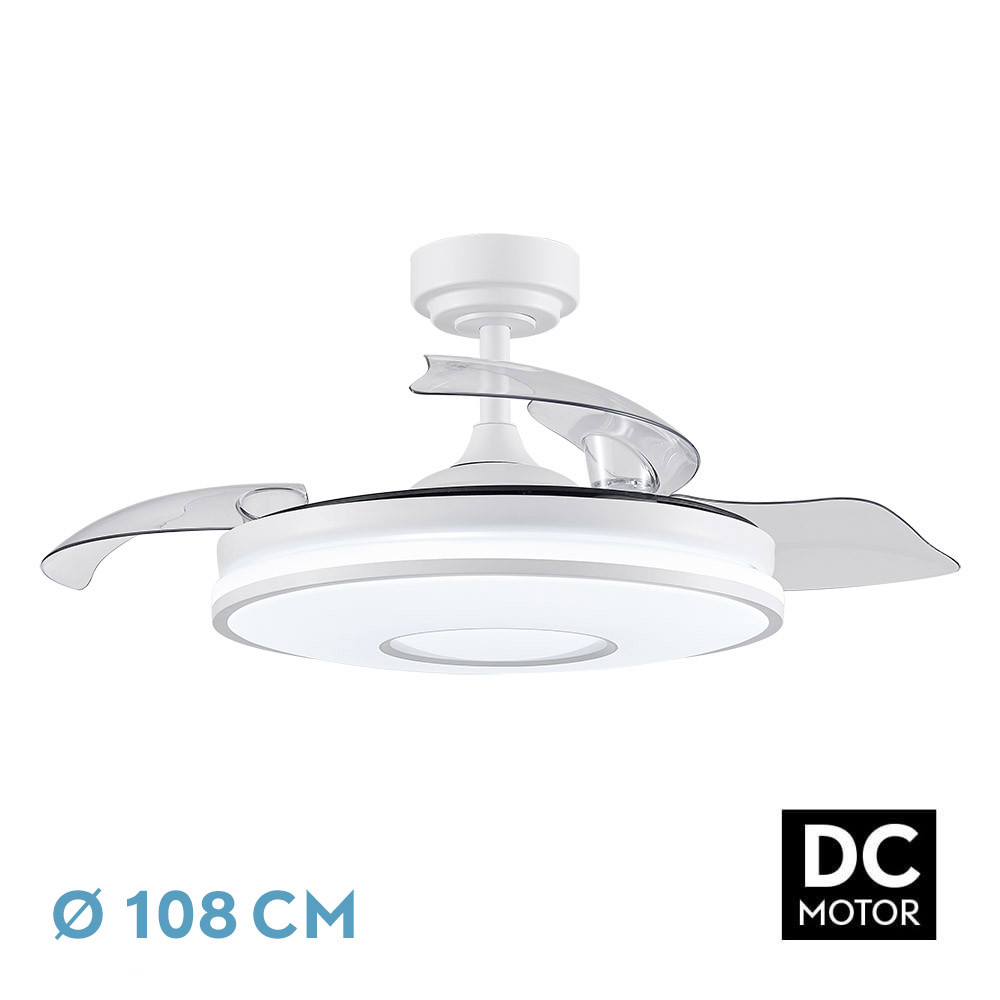 Nº5 Ventilador Dc Dani 72w 7200lm Blanco 3aspas 6velocidades 108d 3000-4000-6000k Remoto+memoria+temporizador 24