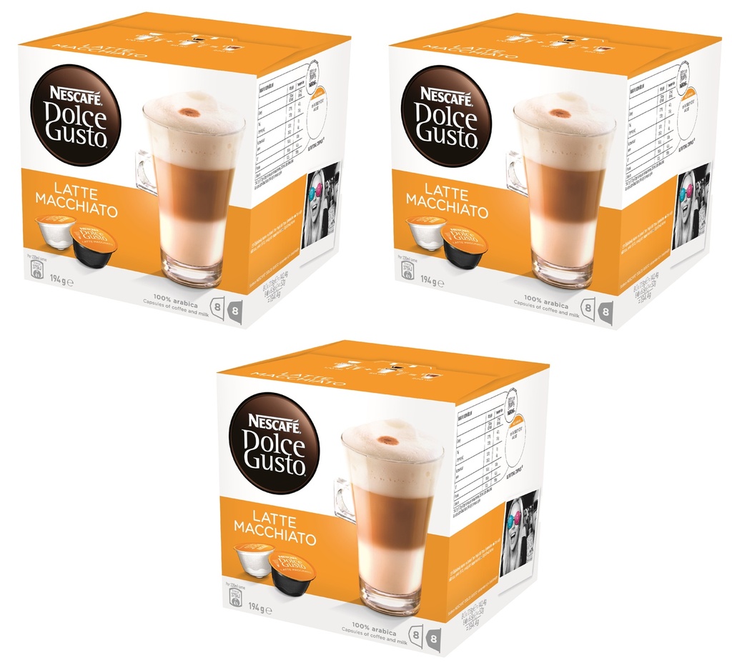 PACK 3 CAJAS DOLCE GUSTO LATTE MACCHIATO X16