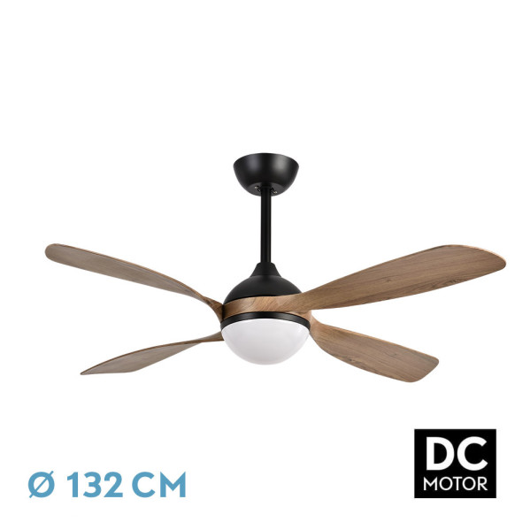 Nº23 VENTILADOR DC LIVORNO 30W 3250LM NEGRO/ROBLE 132D 4ASPAS 3000K,4500K,6000K, REMOTO+ TEMPORIZADOR+ MEMORIA