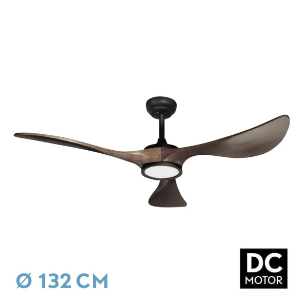 Nº24 VENTILADOR DC VIANA 18W NEGRO/ROBLE 3ASPAS132D REGULABLE INTENSIDAD 2250LM 3000K, 4000K, 6000K REMOTO+ TEMPORIZADOR+ MEMORIA