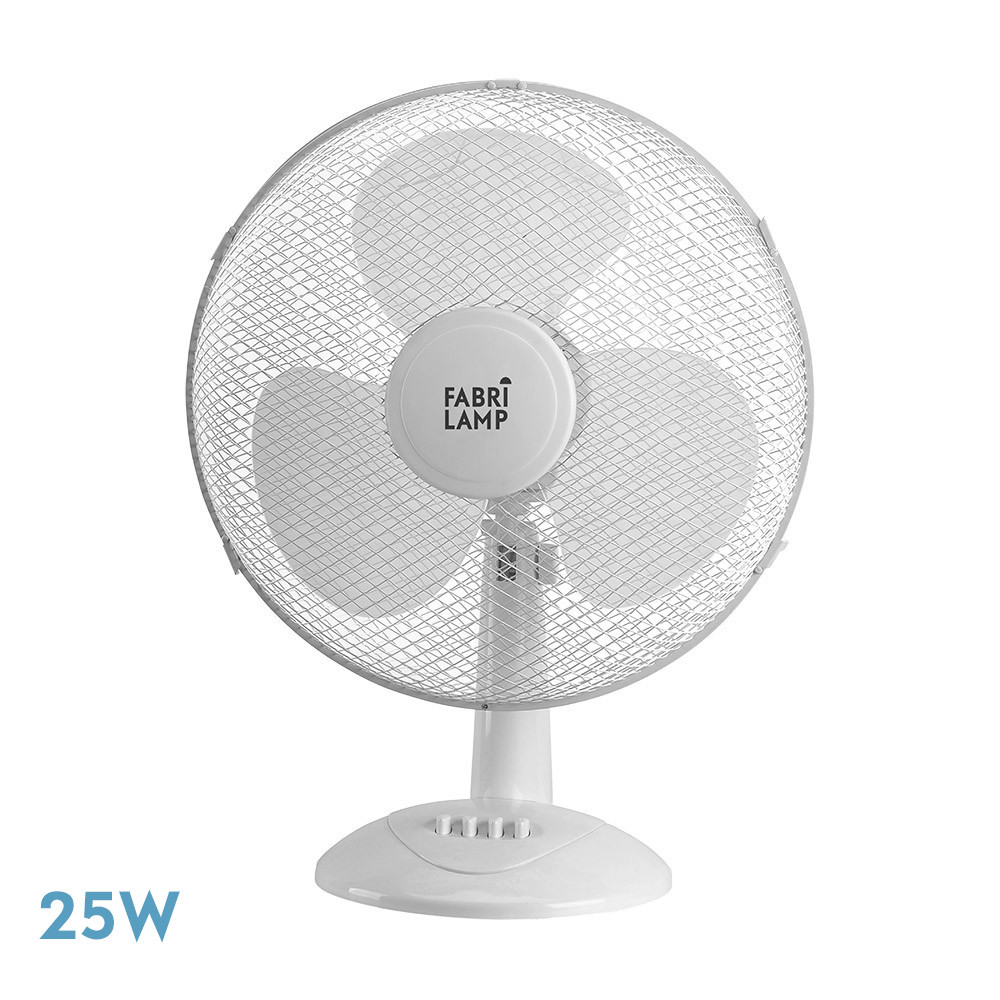 VENTILADOR SOBREMESA CAPE PEQUEÑO BLANCO 2VEL 25W OSCILANTE 3 ASPAS BLANCAS 35,5X27X17CM