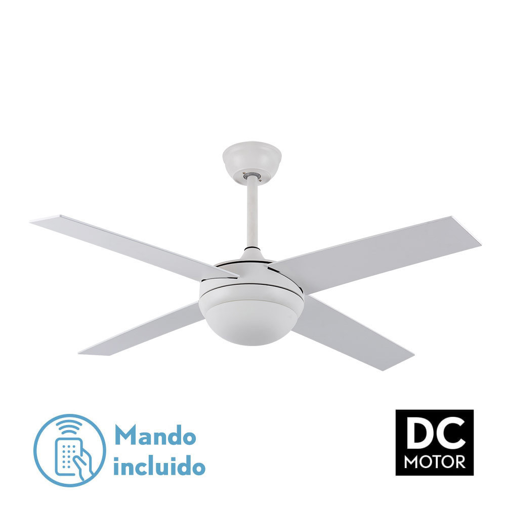 Nº20 VENTILADOR DC CIRO 2XE27 BLANCO 4 ASP. BLANCO/HAYA 35/45X116,8D REMOTO Y TEMPORIZADOR