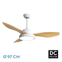 Nº26 Ventilador Dc Hayate 24w 2650lm Blanco/haya 3aspas 97d 3000-4000-6000k Remoto,memoria Y Temporizador