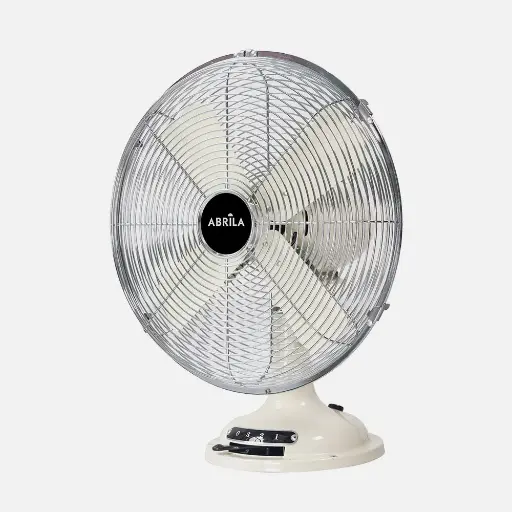 [238771025] Ventilador Sobremesa Capitolio Crema/cromo 37w 3velocidades 4asp. Fijo Y Rotatorio 42x35x27cm 