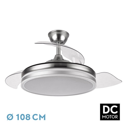 [142591403] Nº7 Ventilador Bayomo 72w 6120lm Niquel 3 Aspas Desp. 32/47x49/108 D.3 Color.motor Dc.remoto