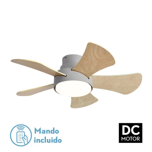 [180891568] Ventilador 25w Dc Gris Gregario 5 Aspas Rev. Blanca/haya 6 Vel.3000-4000-6000k 82D Remoto,memoria y Temporizador Nº4 