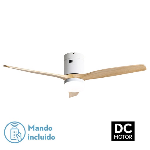 [128291368] Ventilador 18w Dc Aguilon Blanco 3aspas Haya 5 Vel Ocidades C/remoto Temporizador 34x132d
