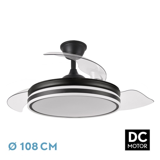 [142591409] Nº10 Ventilador Bayomo 72w 6120lm Negro 3 Aspas Desp. 32/47x49/108d.3 Color.motor Dc.remoto