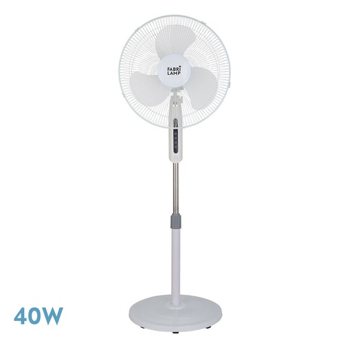 [183941001] VENTILADOR DE PIE ETESIO BLANCO 3 VELOCIDES 40W OSCILANTE 3 ASPAS BLANCAS REGX43X40 CM