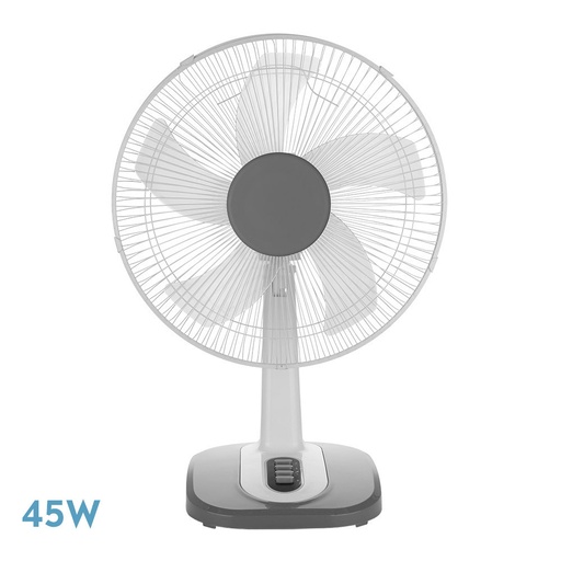 [210871028] VENTILADOR SOBREMESA ARROYO GRANDE BLANCO/GRIS 3VEL 45W 5 ASPAS OSCILANTE Y ROTATORIO 65X43X26CM