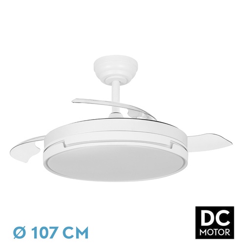 Nº27 Ventilador Dc Papiro 72w Blanco 3aspas desp.107d 6120lm 3000k,4000k,6500k Remoto+ Memoria+ Temporizador